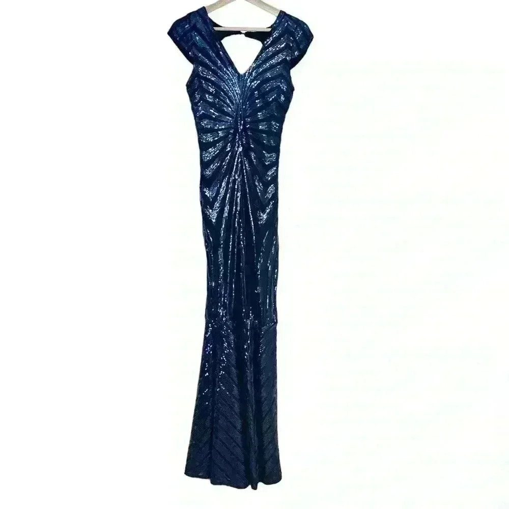 Club L Blue Sequin Maxi‎ Mermaid Gown | Blue Sequin | SZ UK 8